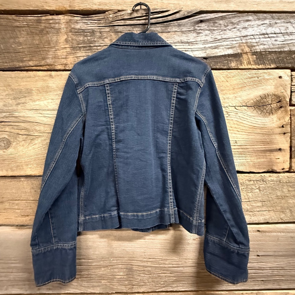 Chico's Platinum Denim jackets, silver button, French cuffs, sz 1 - Picture 6 of 6